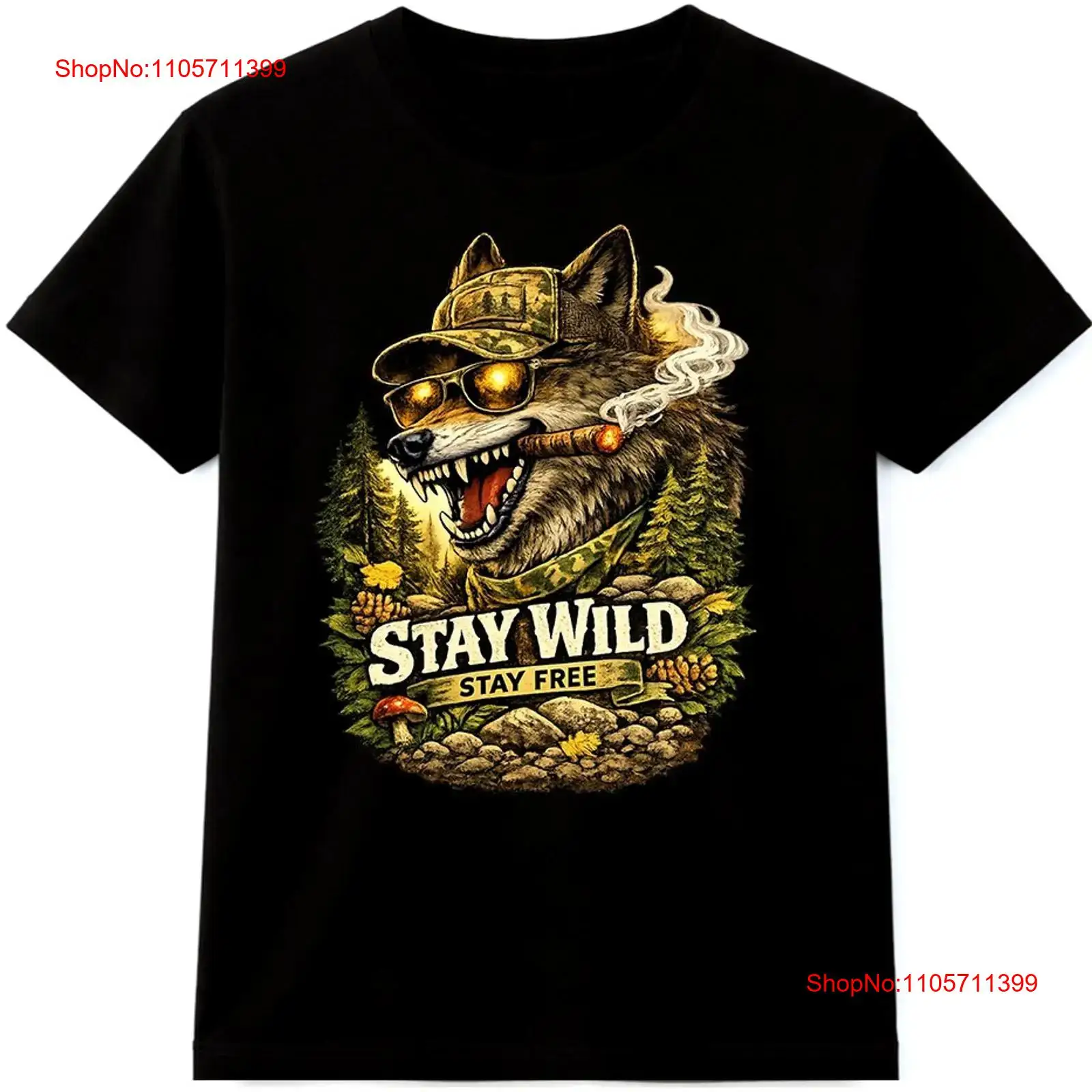 Wolf T Shirt Stay Wild Free Ou - Wildman Hunting & Outdoor Linton'S Corner Silver Lakes 评论和价格