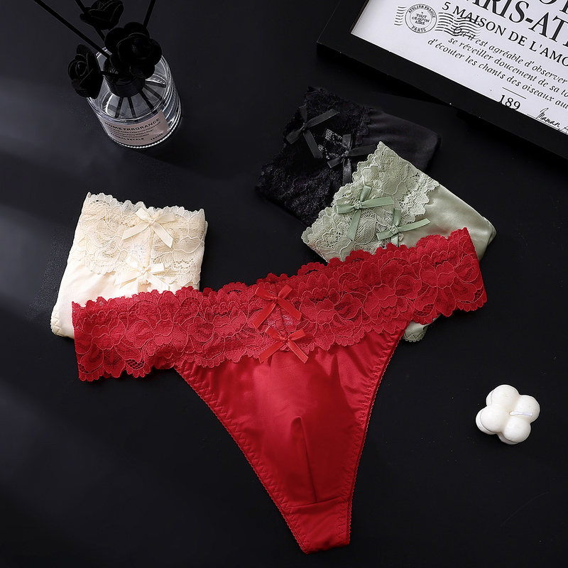 Sexy Gay Men Satin Lace Thongs - Bow Stringer Tool 评论和价格