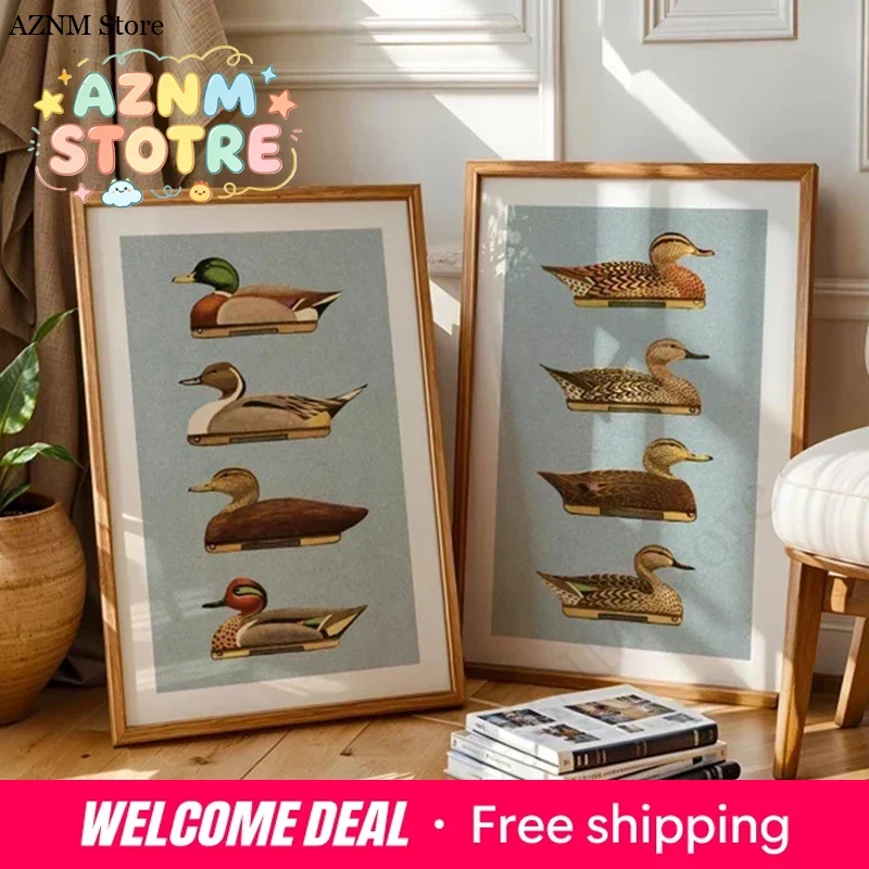 Retro Duck Prints Outdoors Art - Hunting Outdoor Decor 评论和价格