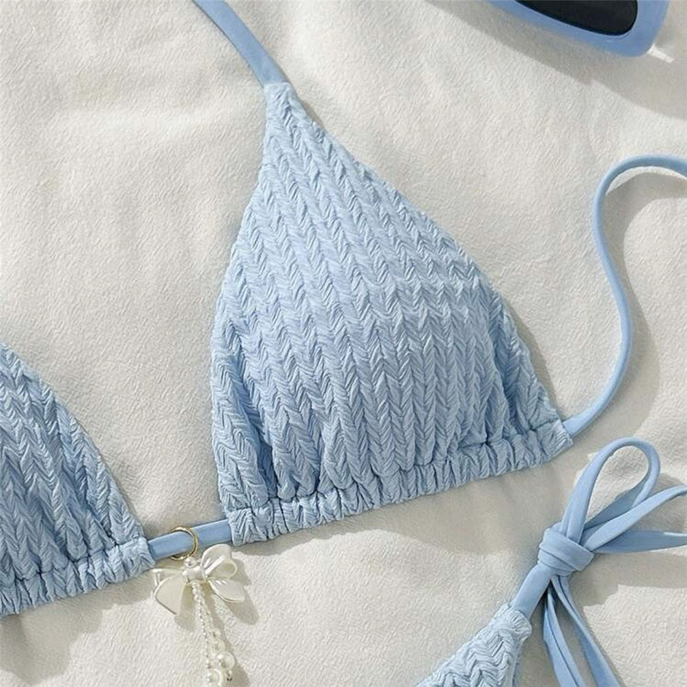 Sky Blue Bead Bow Swimwear Hal - Bow Stringer Tool 评论和价格